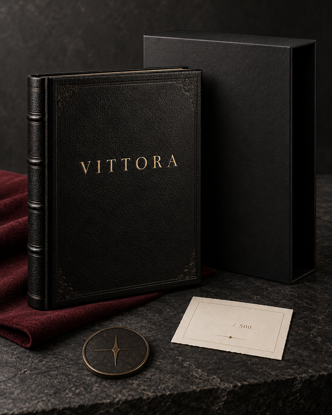 Номерное издание книги Vittora в кожаном переплёте и футляре